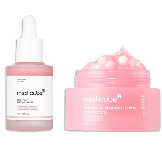 Medicube Overnight Renewal Salmon PDRN Duo: Salmon DNA PDRN Pink Peptide Serum and Salmon DNA PDRN Pink Collagen Capsule Cream
