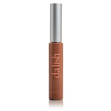 Brown cosmetic bottle with silver cap on a white background