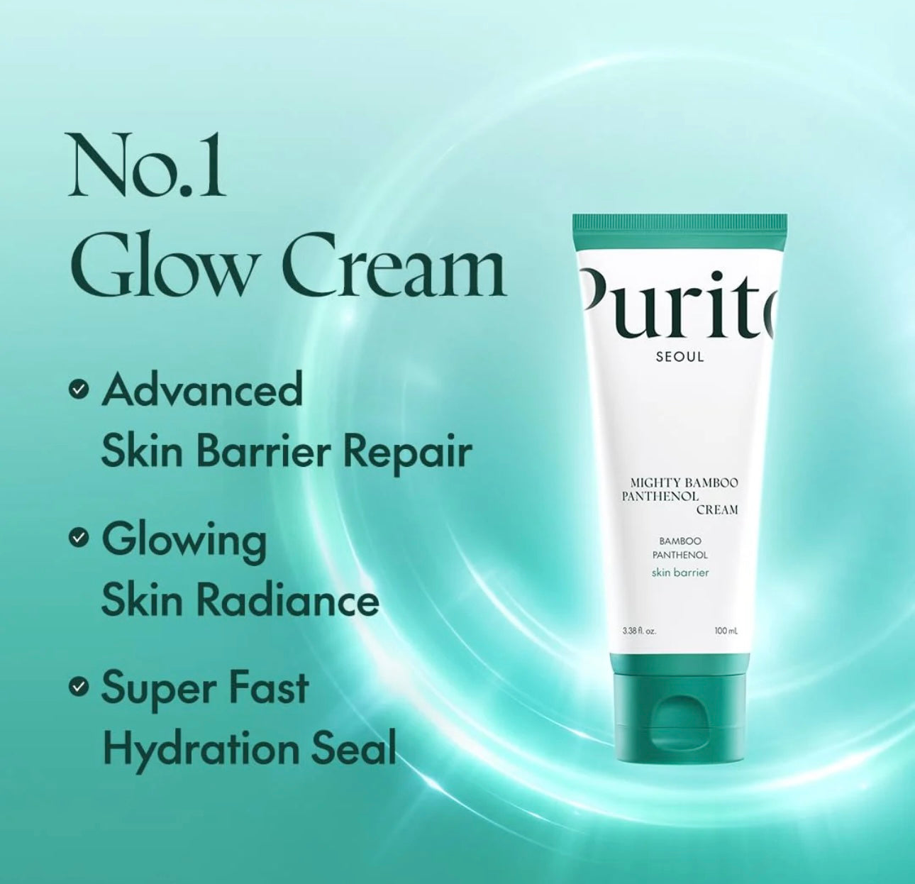 Gently applying the soothing Purito Mighty Bamboo Cream to calm and hydrate sensitive skin.