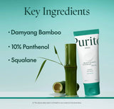 Key ingredients in Purito Bamboo Panthenol Cream: 68% Bamboo Extract and Panthenol for barrier repair.