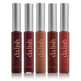 Five lip glosses from the brand 'dalish' on a white background