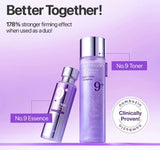 Numbuzin No.9 NAD+ PDRN Glow Boosting Toner bottle, 150ml pearlescent purple toner infused with NAD+ and Salmon PDRN.