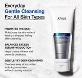 Gentle foaming lather of the Anua hyaluronic acid face cleanser