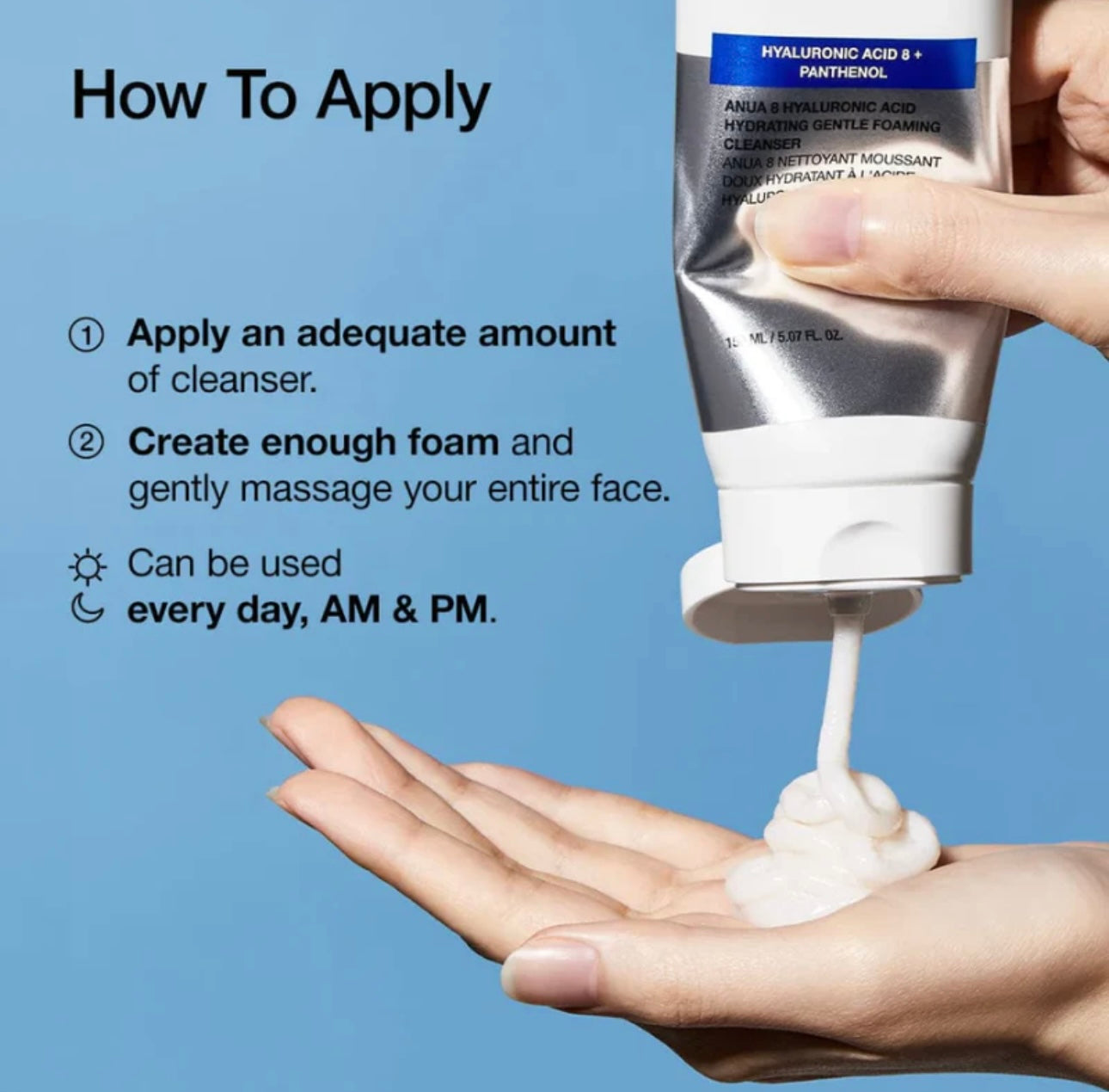 Using the Anua hyaluronic acid cleanser for a refreshed feeling