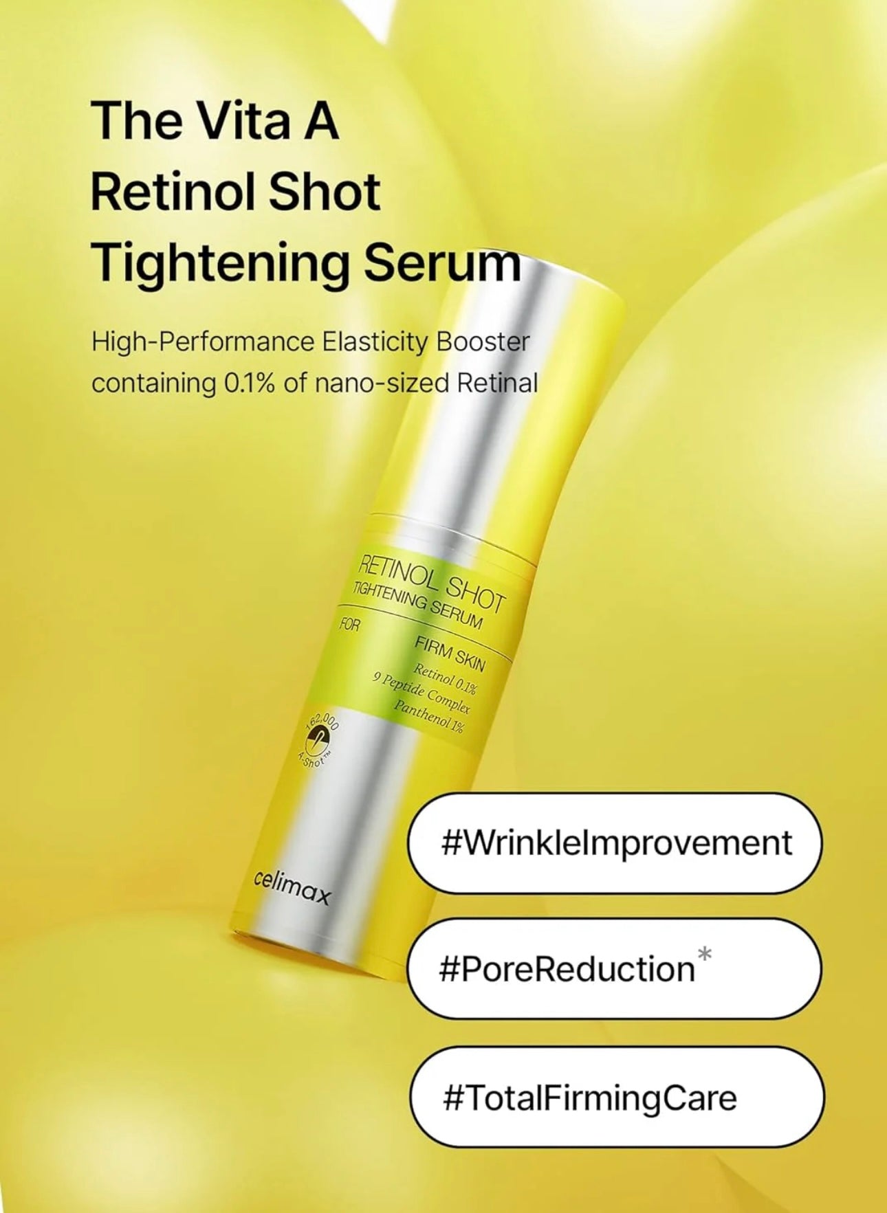 Visible results of using Celimax Vita A serum for firm skin