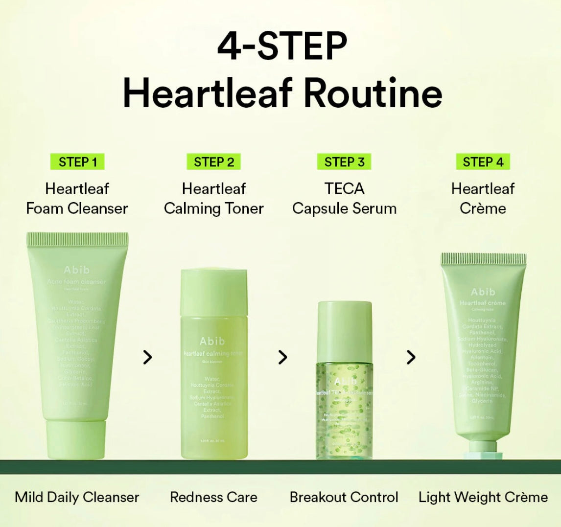 Abib Heartleaf Calming Toner Skin Booster to hydrate and soothe skin.