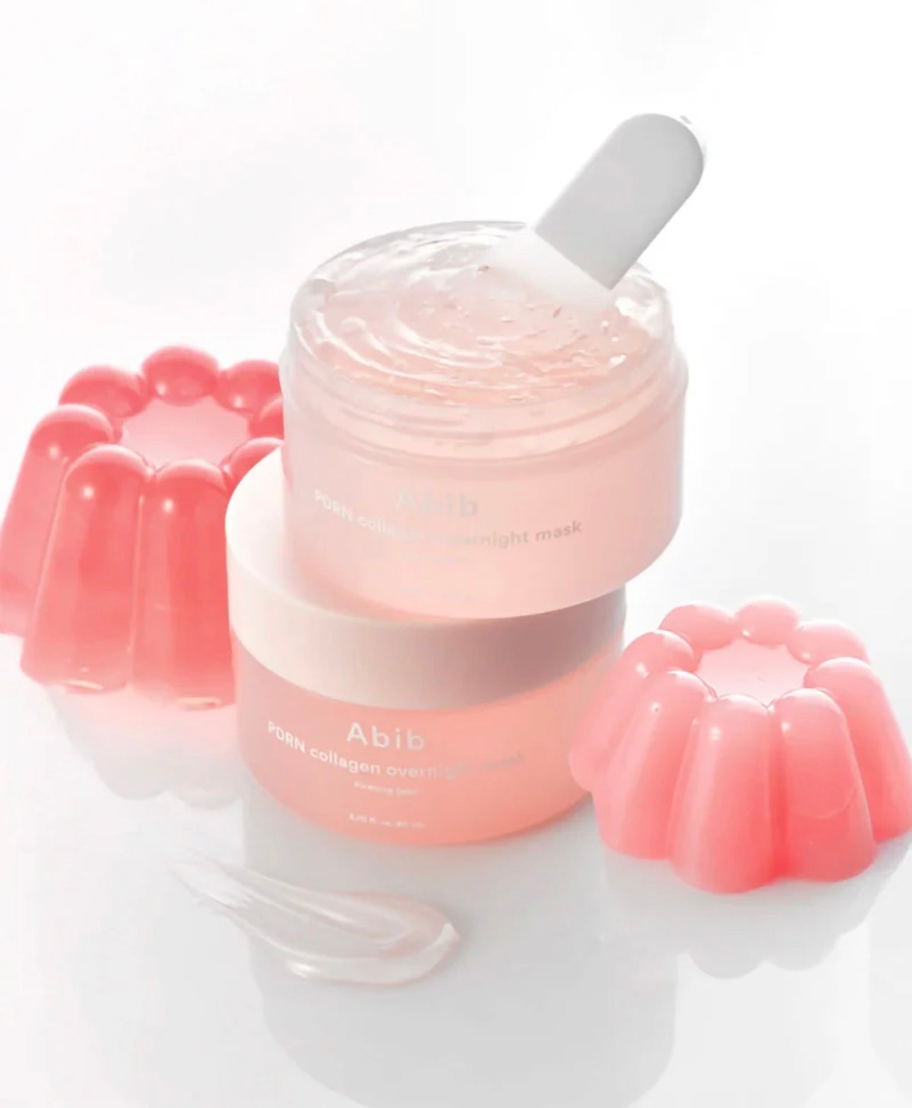 Bouncy, clear jelly texture of the Abib PDRN collagen sleep mask.