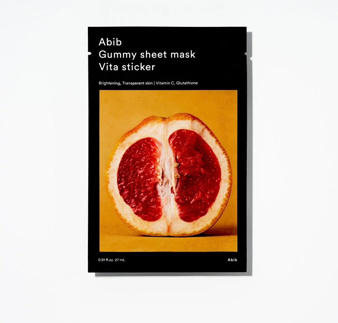 Abib sheet mask vita sticker front packaging with vita brightening synergy