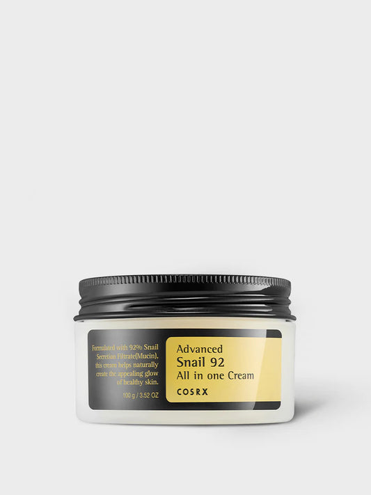 COSRX Advanced Snail 92 All In One Cream 100g jar with moisturizing snail mucin cream