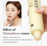 Milky texture of Age R Glutathione Glow Toner swatched on hand showing lightweight, fast-absorbing formula.