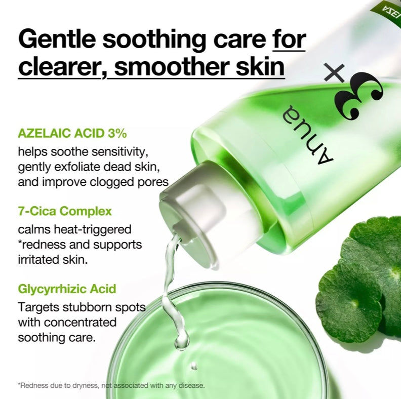Pouring Anua Azelaic Acid 3 Cica Toner into hand