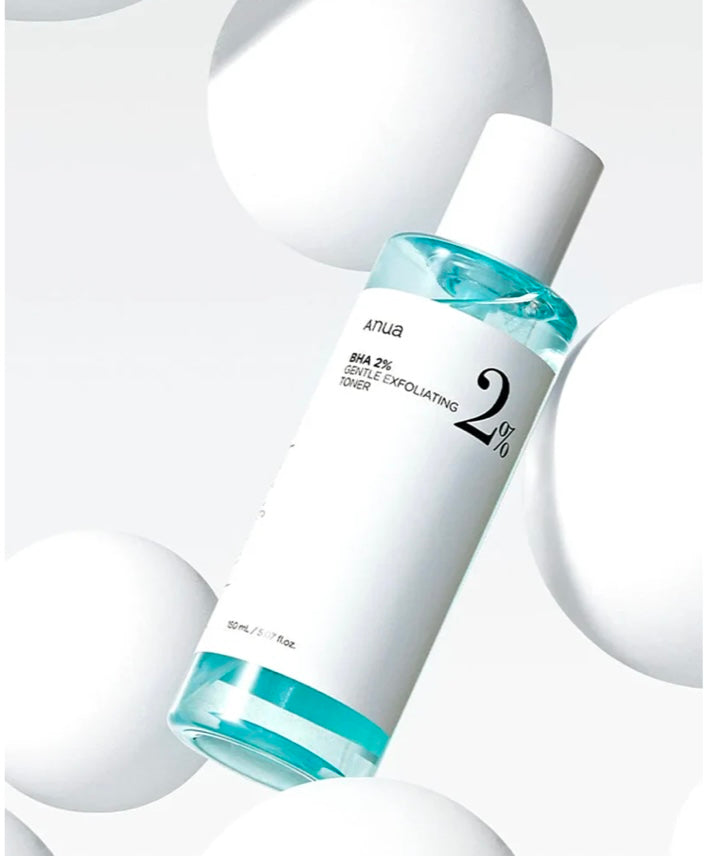Anua BHA 2 Gentle Exfoliating Toner bottle, showcasing its minimalist design.