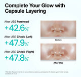 Dewy, plump, and radiant skin finish after using the Anua hydrating capsule mist.