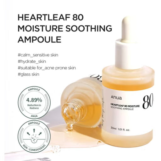Close-up of the Anua heartleaf ampoule's gentle gel texture, showing it's quickly absorbed and non-sticky.