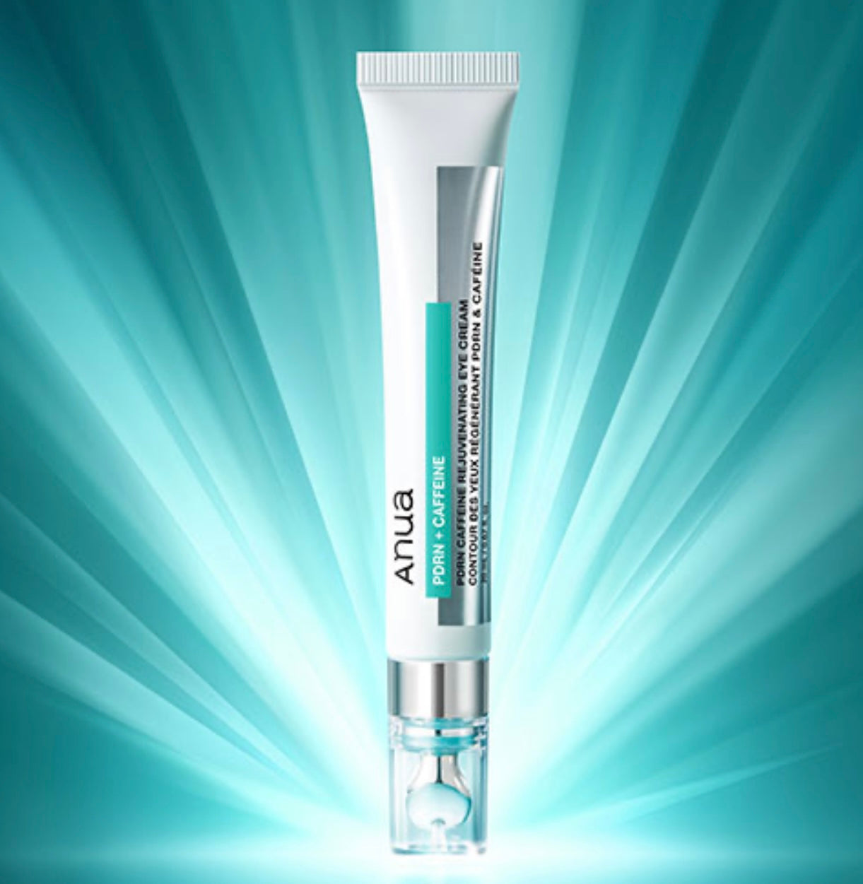 Anua PDRN Caffeine Rejuvenating Eye Cream 20ml tube with cooling applicator.