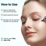 Demonstration showing the Anua PDRN eye cream absorbing quickly into the skin.