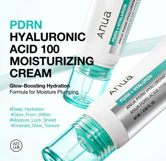 Close-up of the ingredients and details on the Anua moisturizing cream