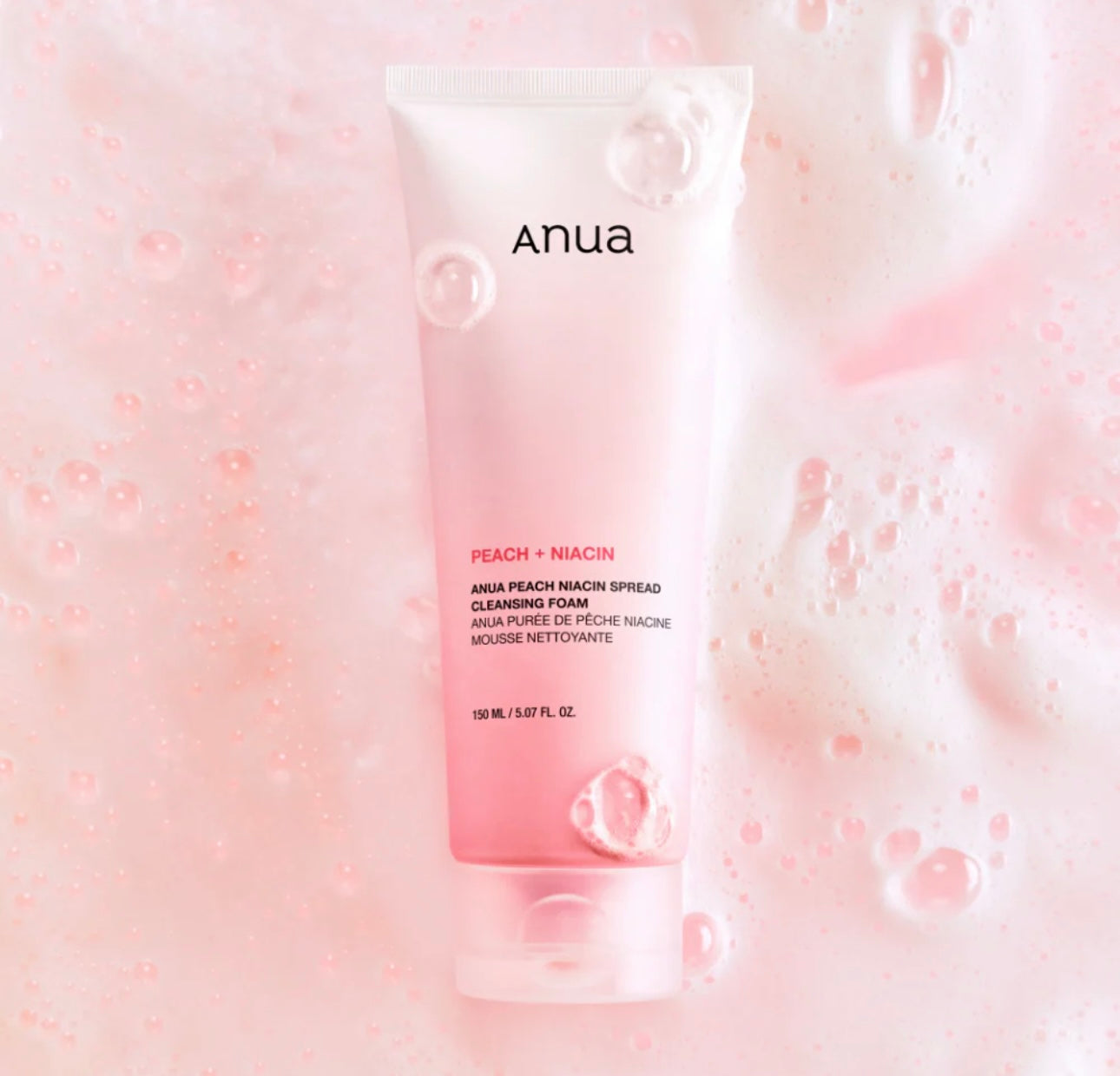 ANUA peach niacin spread foam 150ml bottle front view – gentle daily Korean cleanser