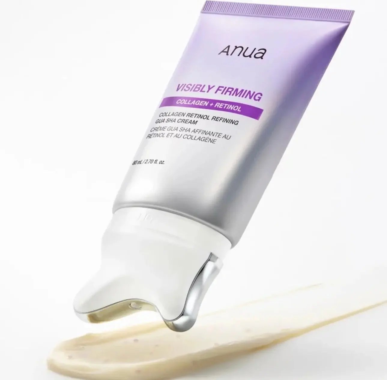 Close-up of the lightweight retinol refining gua sha cream texture with encapsulated retinol capsules