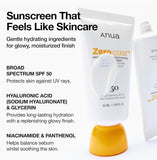 Anua sunscreen ingredients list on product packaging