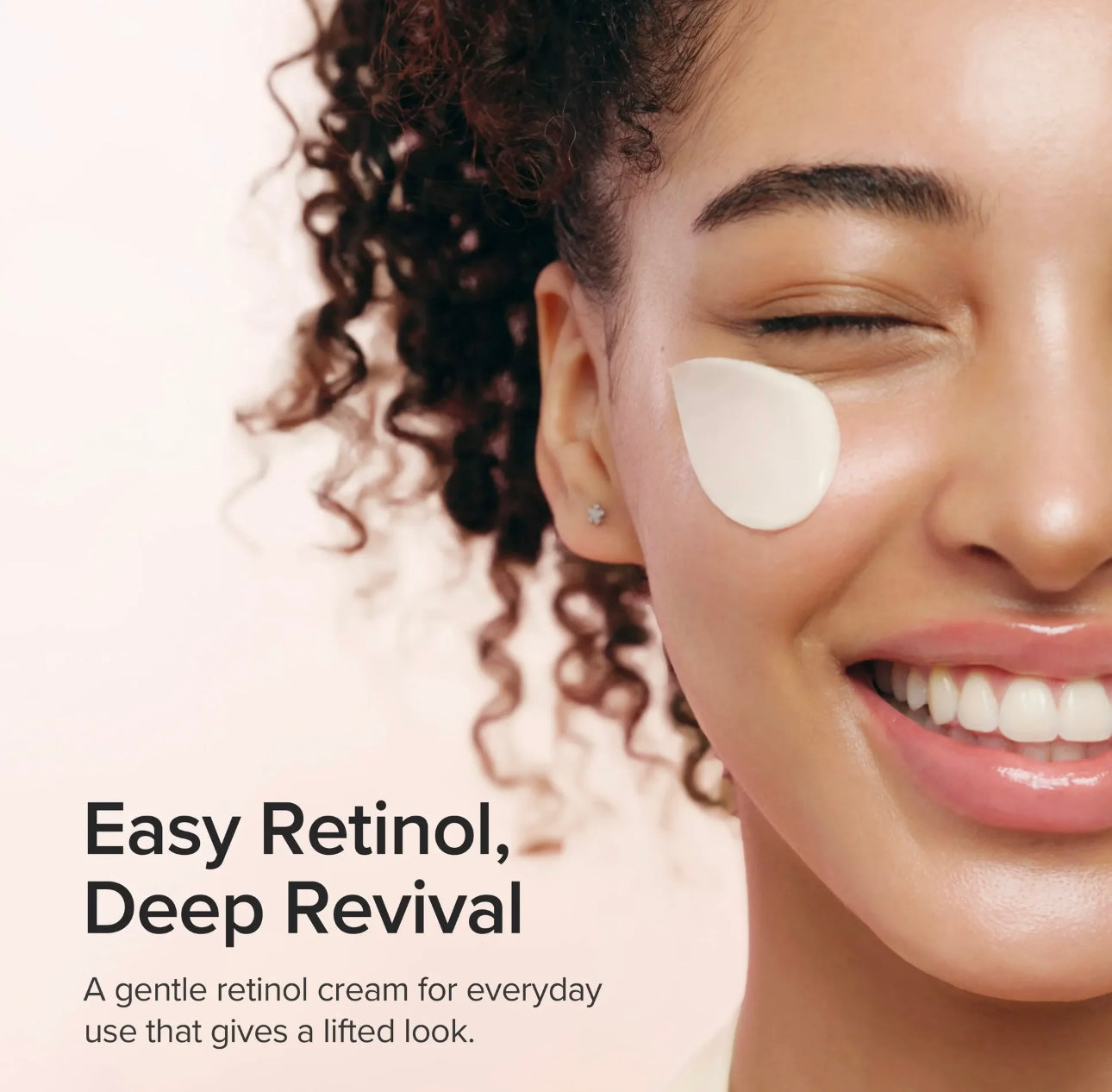 Model applying the Beauty of Joseon Revive Firming moisturizer gently patting the non-sticky formula onto cheeks.