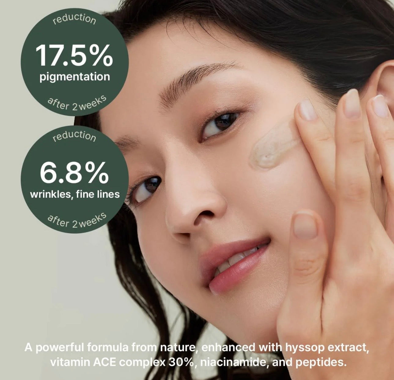 Woman applying ARENCIA holy hyssop serum as part of a morning skincare routine for a radiant glow