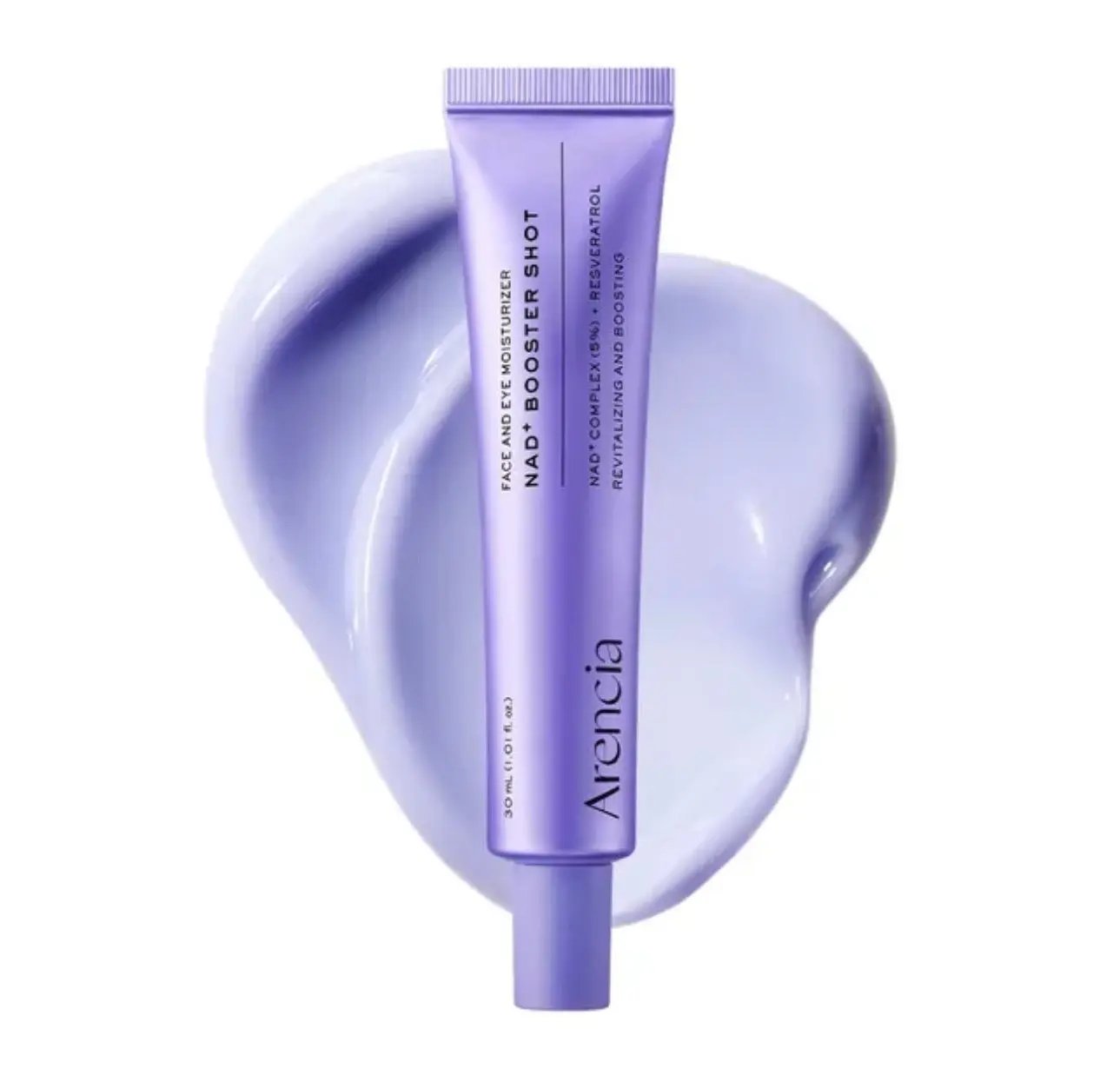 Arencia NAD+ Booster Shot 30ml restoring youthful skin with advanced anti-aging serum.