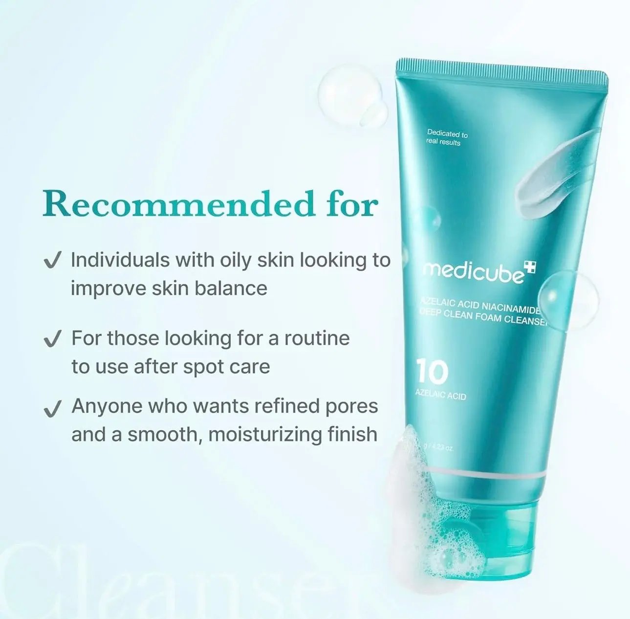 Azelaic acid niacinamide foam cleanser key ingredients – azelaic acid, niacinamide, ceramides