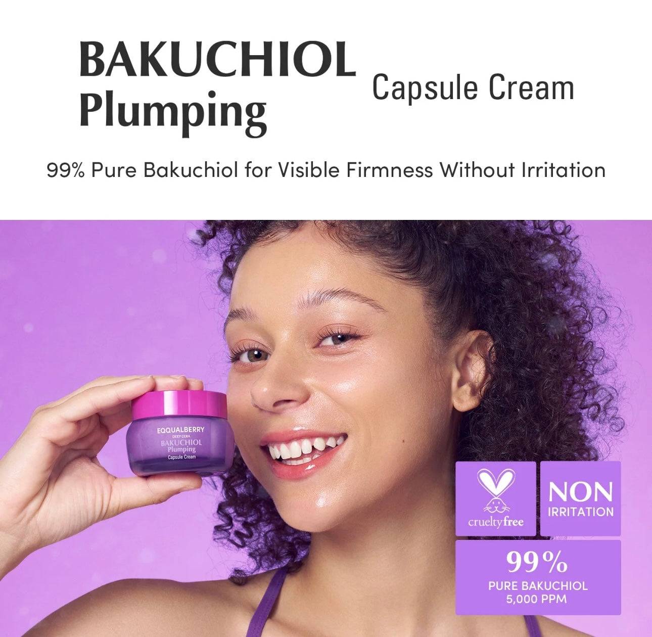 Visual representation of the powerful, natural ingredients inside our Bakuchiol and Eqqualberry cream.