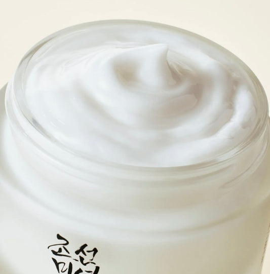 Beauty of Joseon day and night duo featuring the white tube of Relief Sun Rice Probiotics SPF and gold jar of Dynasty Cream.