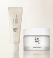 Beauty of Joseon day and night care duo set including Relief Sun sunscreen and Dynasty Cream jar in elegant packaging.
