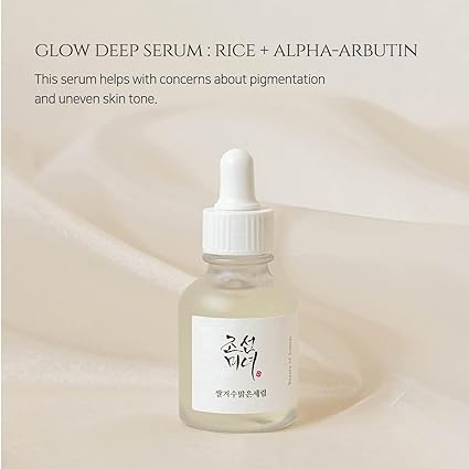 Glow Deep Serum packaging and box — rice + alpha-arbutin brightening serum