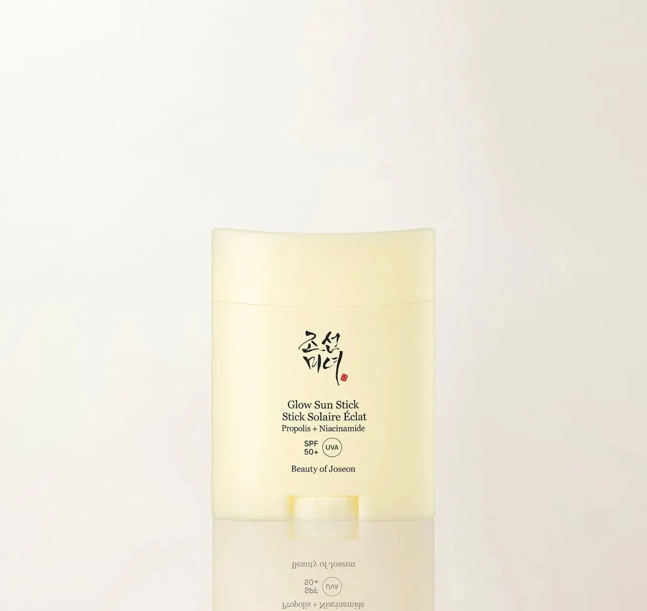 Glow Sun Stick Propolis Niacinamide transparent gel texture swatch on skin
