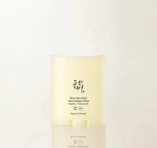 Glow Sun Stick Propolis Niacinamide transparent gel texture swatch on skin