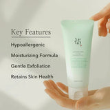 Flat-lay of Beauty of Joseon Green Plum Cleanser packaging with bottle and box — ideal for product listing and social