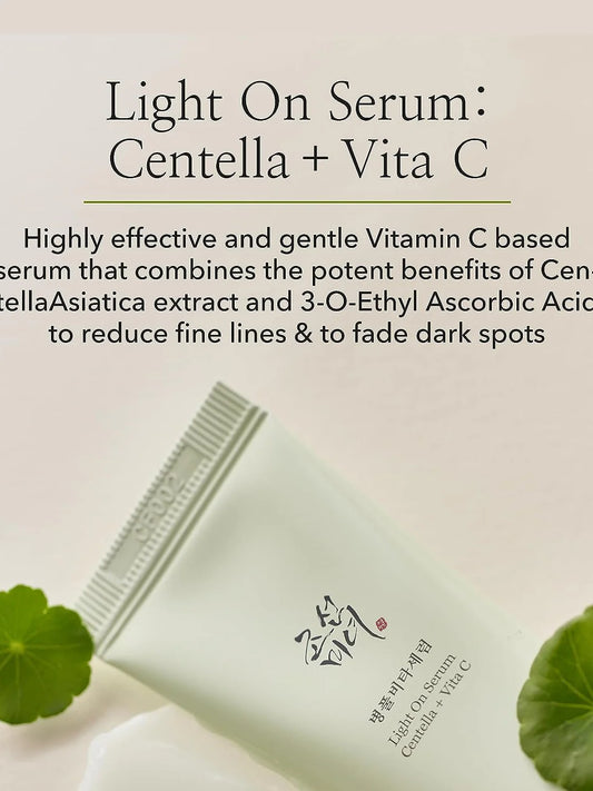 Beauty of Joseon Light On Serum Centella Vita C box set with the product tube, highlighting the 30ml size.