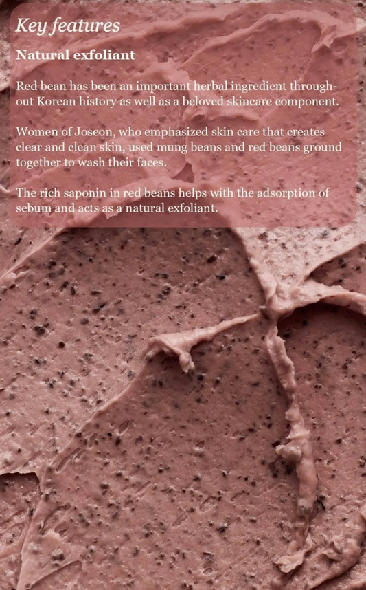 Close-up of Beauty of Joseon Red Bean Refreshing Pore Mask moist clay texture – soft mud formulation with red bean powder for gentle exfoliation