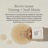 Revive Serum bottle and box flatlay — ginseng and snail mucin serum for hydration