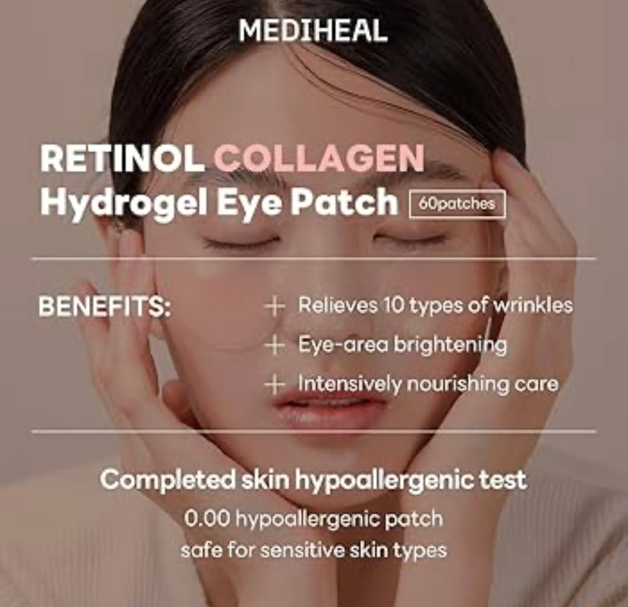 Before and after comparison showing hydrated, glowing skin after using the Mediheal collagen infused toner pad.