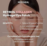 Before and after comparison showing hydrated, glowing skin after using the Mediheal collagen infused toner pad.