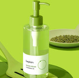 Beplain Mung Bean Cleansing Oil 200ml bottle standing on a clean white background, showcasing the minimalist Korean skincare packaging.