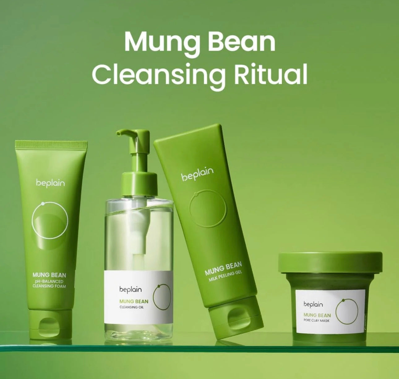 Side by side comparison of the 80ml and 160ml Beplain Mung Bean pH Balanced Cleansing Foam.