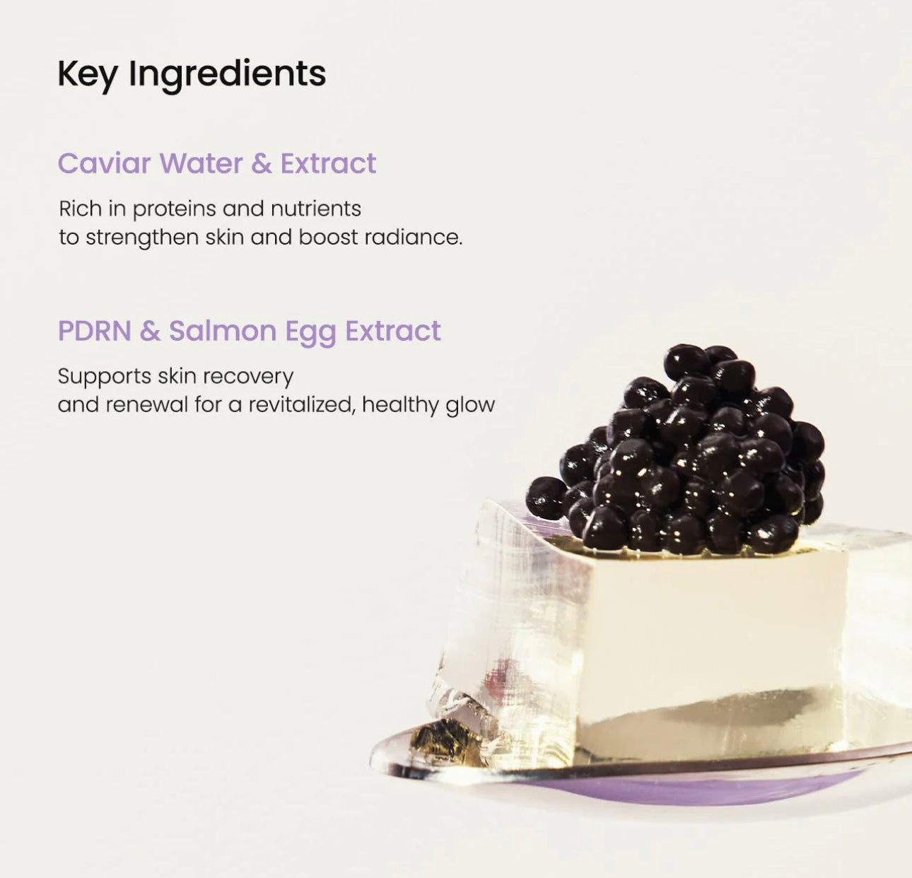 Ingredients list for sensitive skin-friendly formula