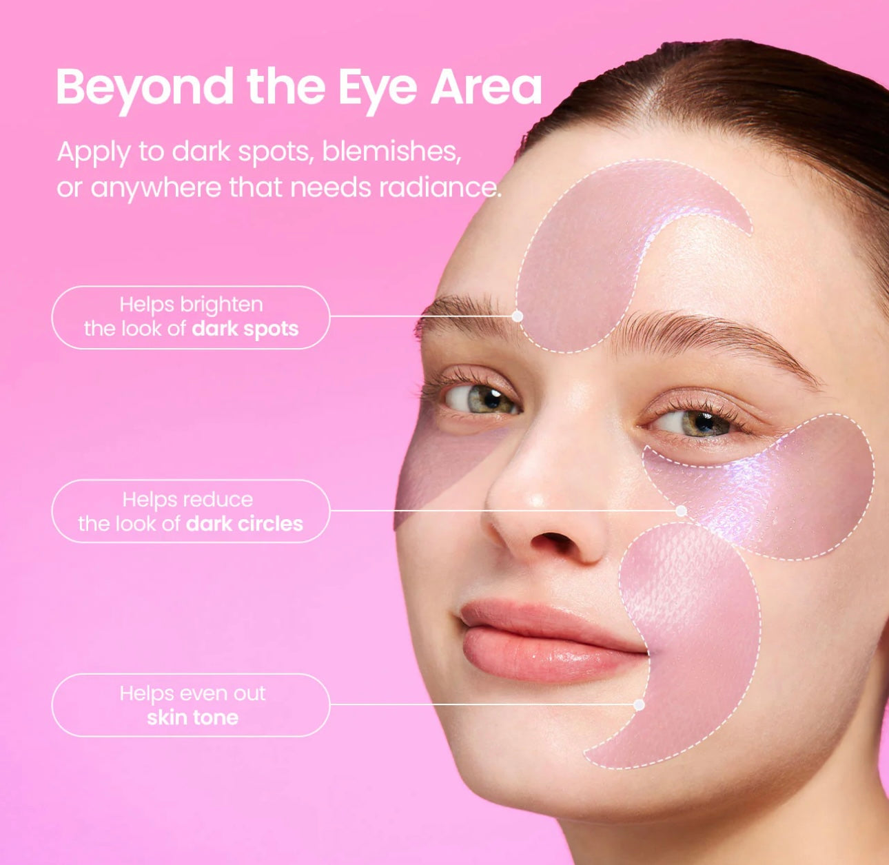 Close up of Biodance Caviar PDRN Patches 30pcs laid out on a marble surface, highlighting the hydrogel texture.