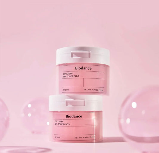 Front view of Biodance Collagen Gel Toner Pads jar for refreshing skin care.