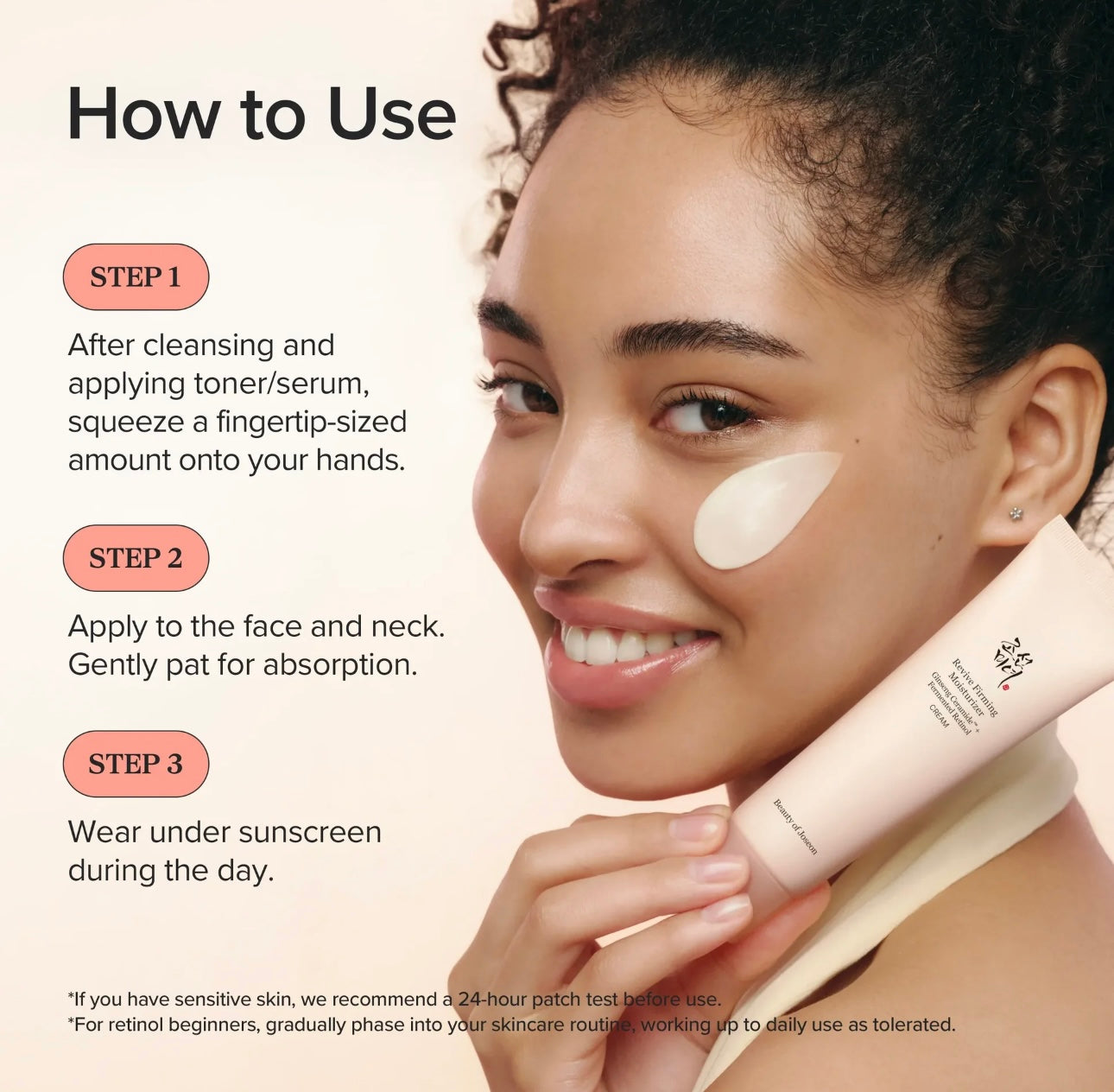 Flat lay skincare setup featuring the BOJ Revive Firming moisturizer with other Korean skincare products.