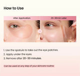 Woman applying collagen peptide eye patches under both eyes