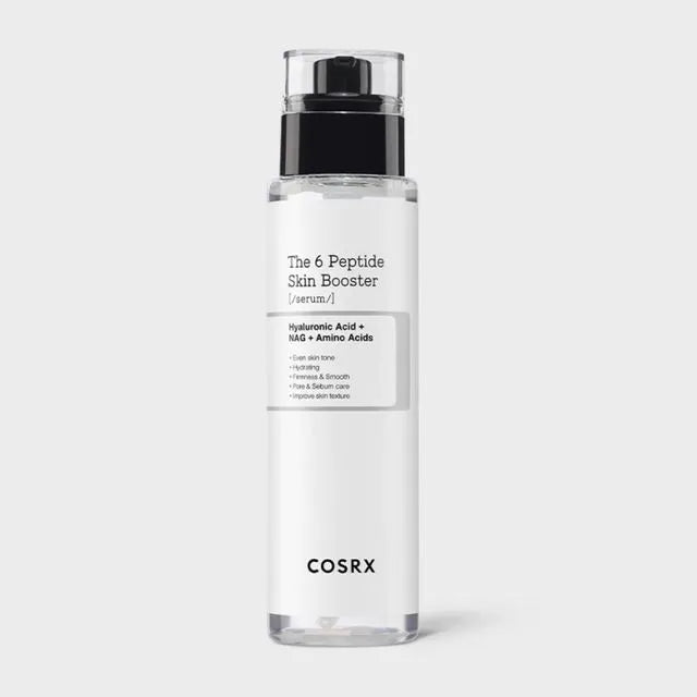 COSRX The 6 Peptide Skin Booster Serum 150ml — front view of bottle, lightweight hydrating peptide serum.
