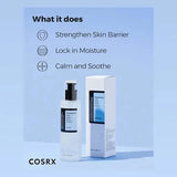 Clear droplet of COSRX hyaluronic acid essence sitting on skin showing lightweight texture.