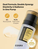 Official packaging of the COSRX Advanced Snail Radiance Dual Essence, sealed for freshness and authenticity.
